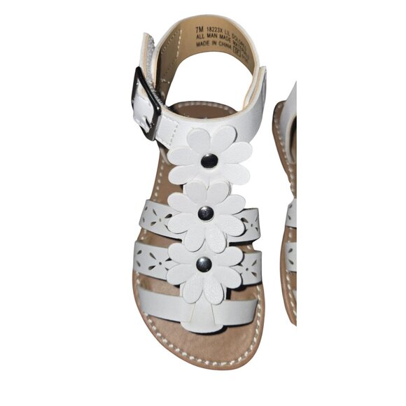 Toddler Girls White Flower Gladiator Sandals 7M With Floral Cutout Design & Ankl - Picture 3 of 4